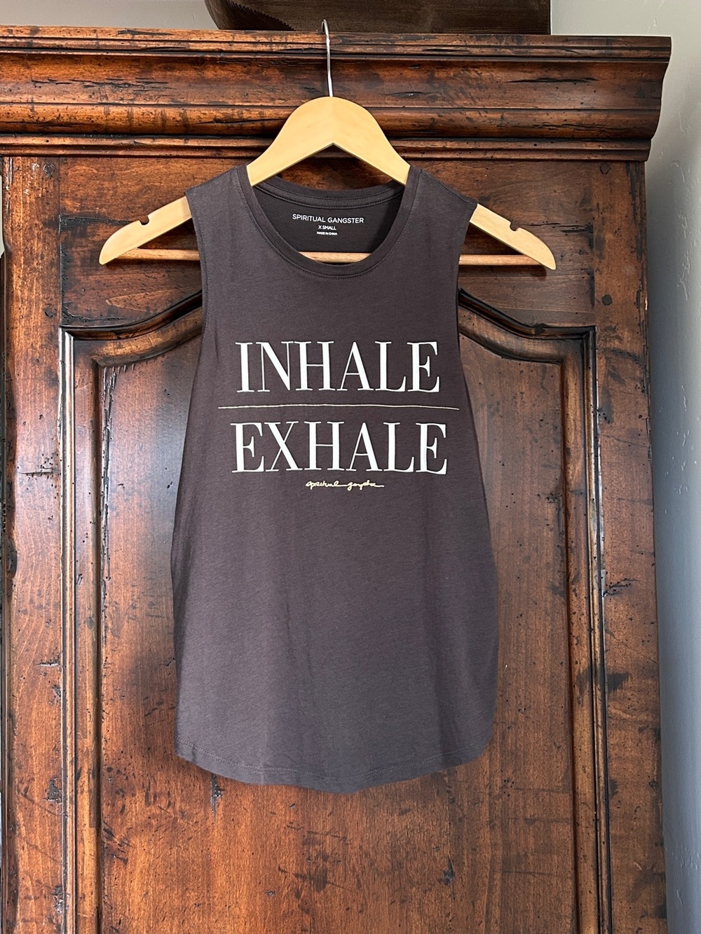 Spiritual Gangster Black & White 'INHALE EXHALE' Sleeveless Tank Size XS